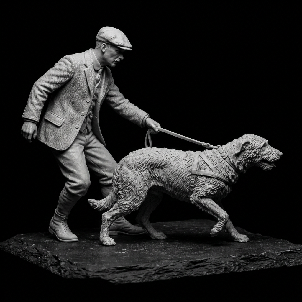 Mann mit Hund – Spaziergang