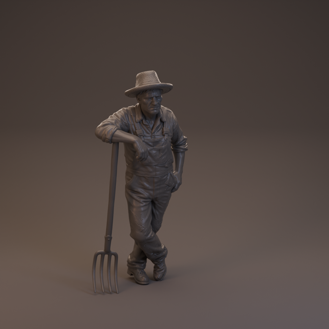 Agricultor con horca