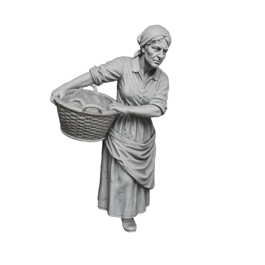Señora con cesto de ropa