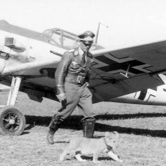 Franz von Werra and Lion Puppy Resin Figure Set