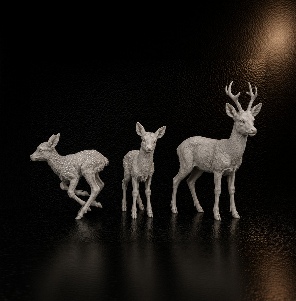 Familia de corzos – Set de figuras de 3 piezas