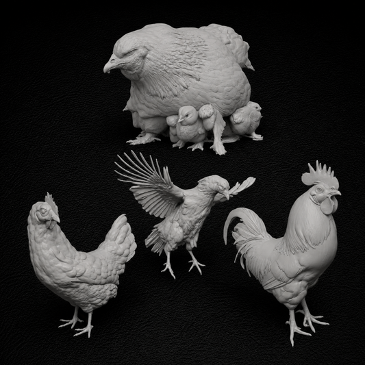 Set de diorama "Gallinero" + gallina clueca exclusiva (4 piezas)