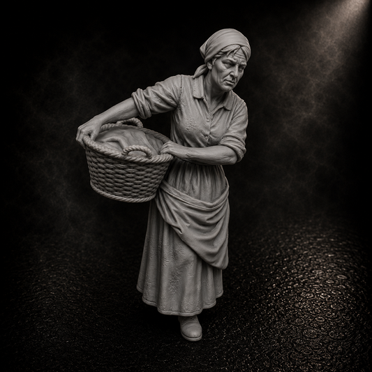 Señora con cesto de ropa