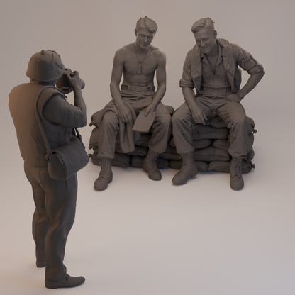 Horst Faas & US-Soldaten - Vietnamkrieg Fotografen-Szene (4-teiliges Figurenset)