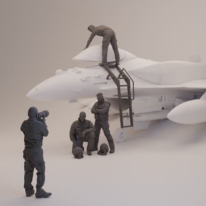 Türkische Luftwaffe – Vorfeldszene (F-16) - 5-teiliges Figuren-Set